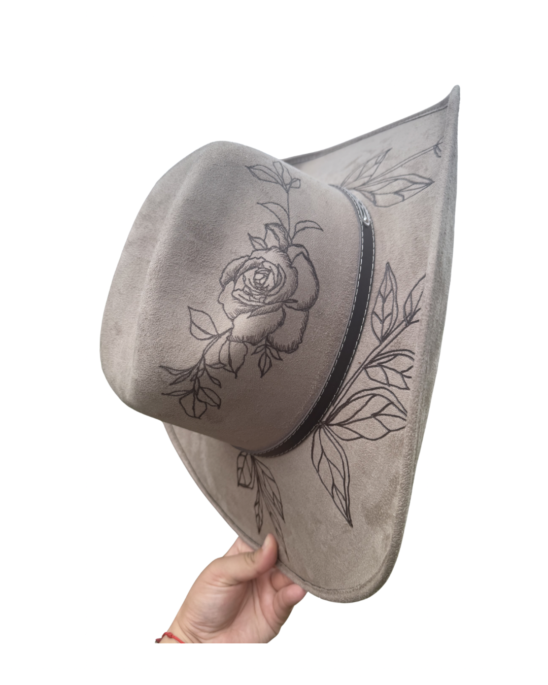 Hand Burned Faux Suede Texana cowboy hat: Sand, X-Large