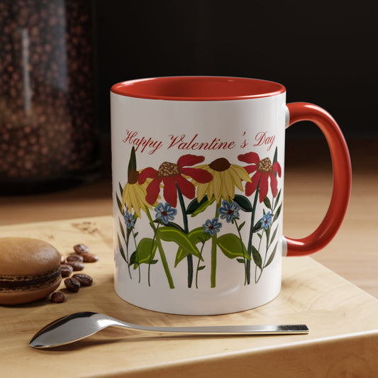 Happy Valentine's Day Floral Accent Coffee Mug | 11oz