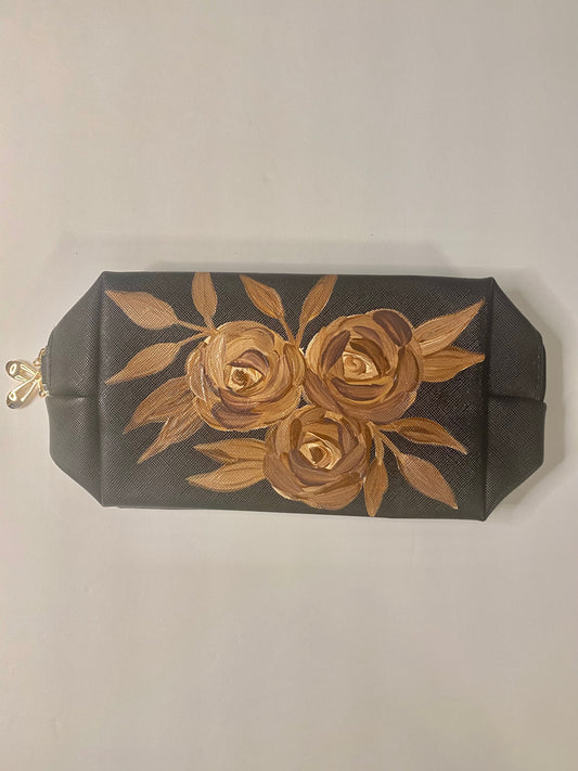 Makeup Travel Pouch (Brown Flowers)