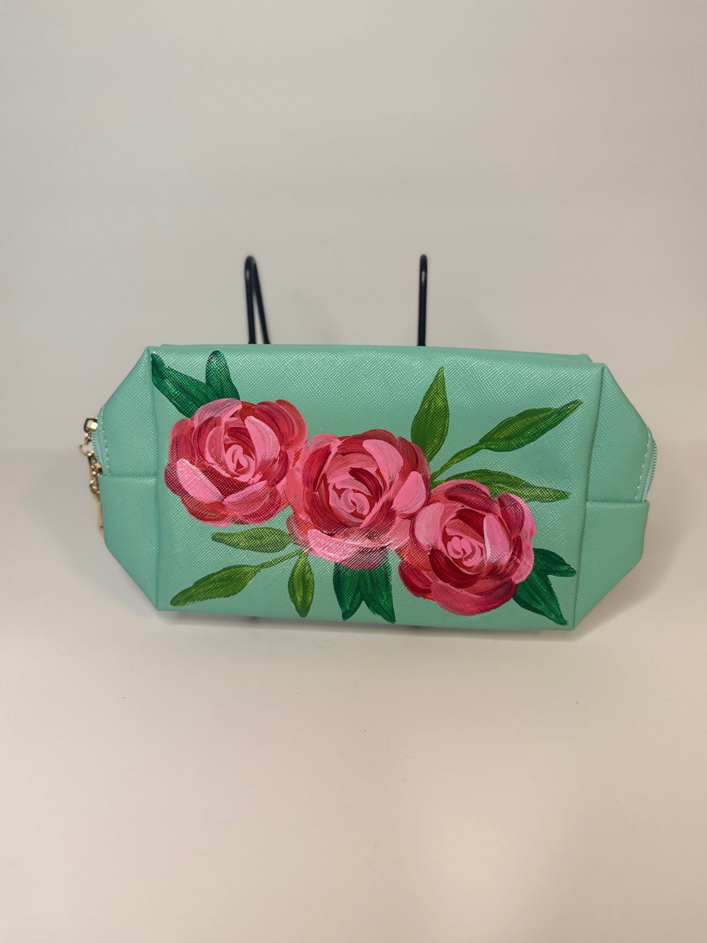 Makeup Travel Pouch (Green w roses)